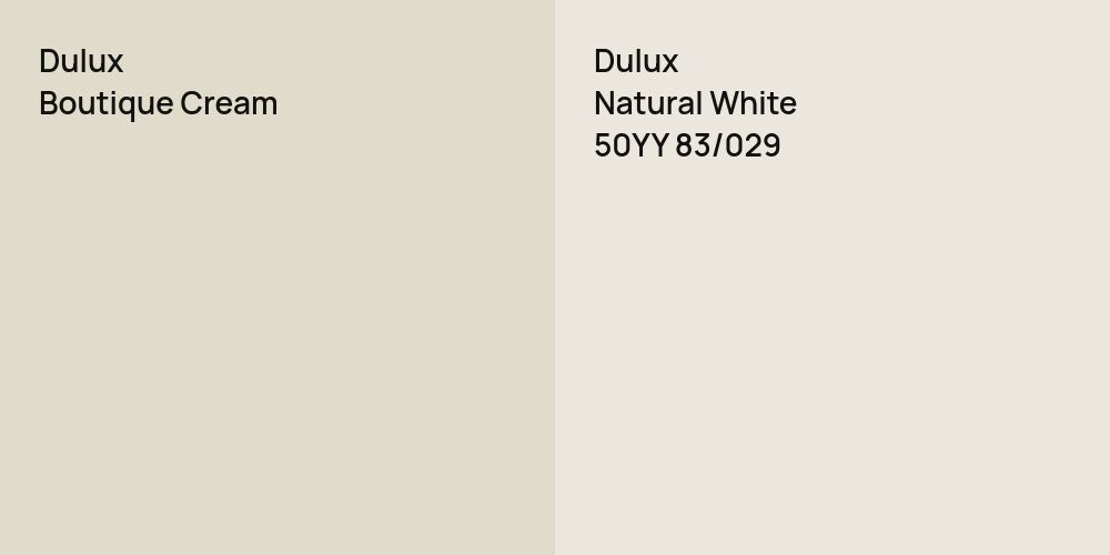 Dulux Boutique Cream vs. Dulux Natural White