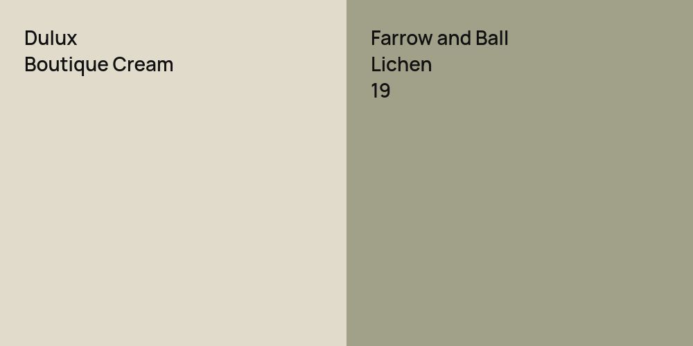 Dulux Boutique Cream vs. Farrow and Ball Lichen