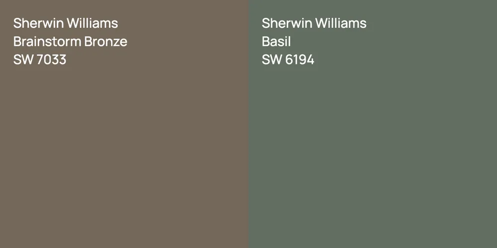 Sherwin Williams Brainstorm Bronze vs. Sherwin Williams Basil