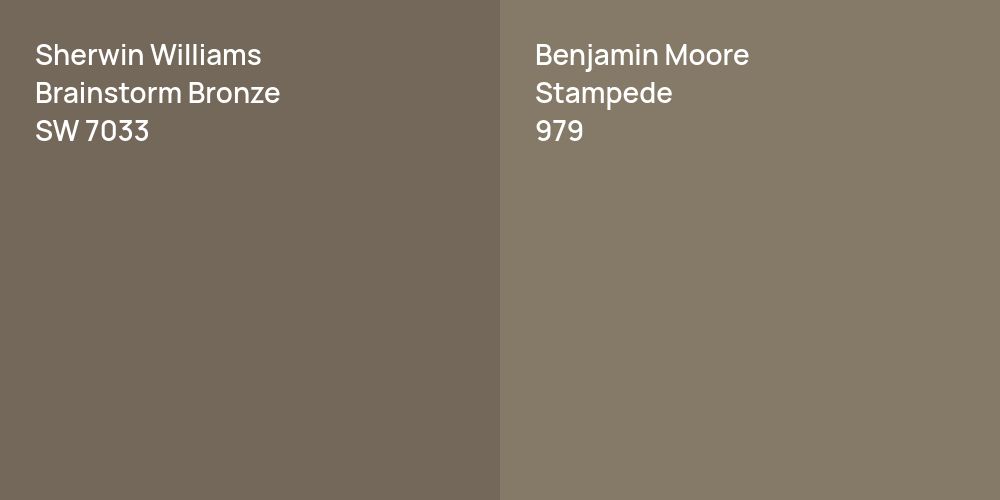 Sherwin Williams Brainstorm Bronze vs. Benjamin Moore Stampede