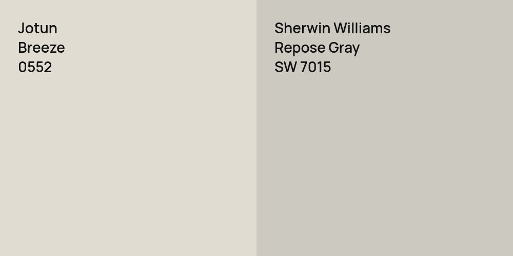 Jotun Breeze vs. Sherwin Williams Repose Gray