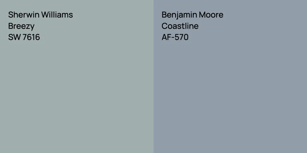 Sherwin Williams Breezy vs. Benjamin Moore Coastline