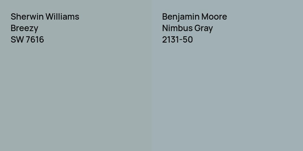 Sherwin Williams Breezy vs. Benjamin Moore Nimbus Gray