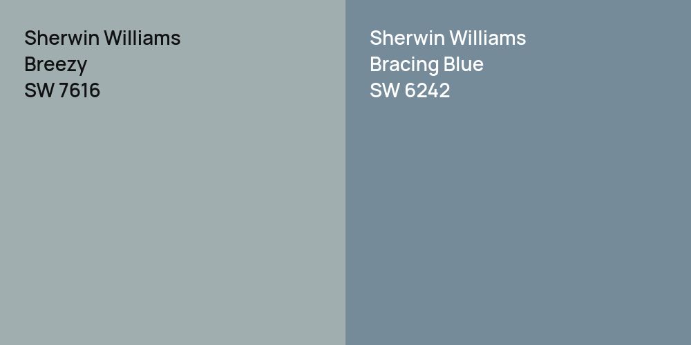 Sherwin Williams Breezy vs. Sherwin Williams Bracing Blue