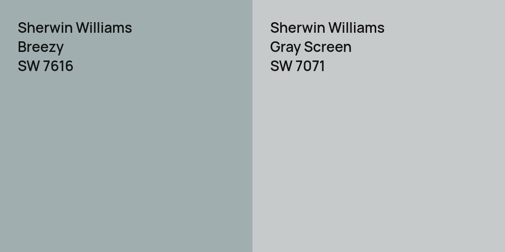 Sherwin Williams Breezy vs. Sherwin Williams Gray Screen