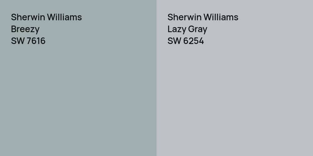 Sherwin Williams Breezy vs. Sherwin Williams Lazy Gray