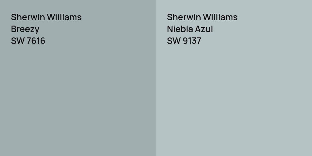 Sherwin Williams Breezy vs. Sherwin Williams Niebla Azul