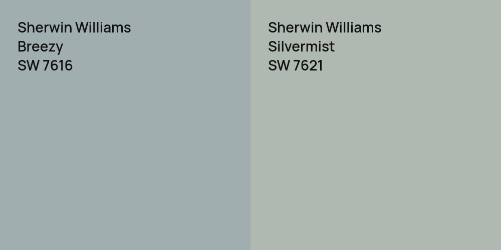 Sherwin Williams Breezy vs. Sherwin Williams Silvermist