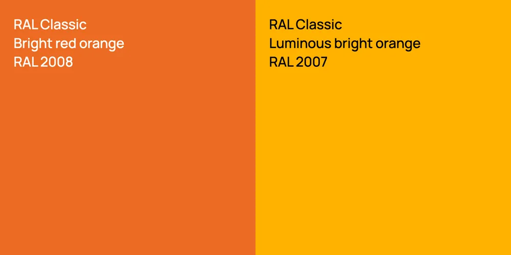 RAL Classic  Bright red orange vs. RAL Classic  Luminous bright orange