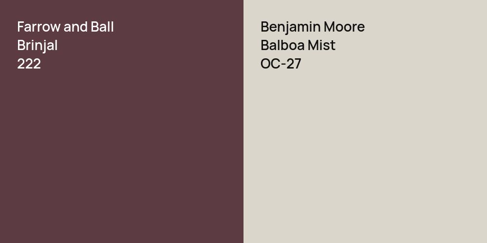 Farrow and Ball Brinjal vs. Benjamin Moore Balboa Mist