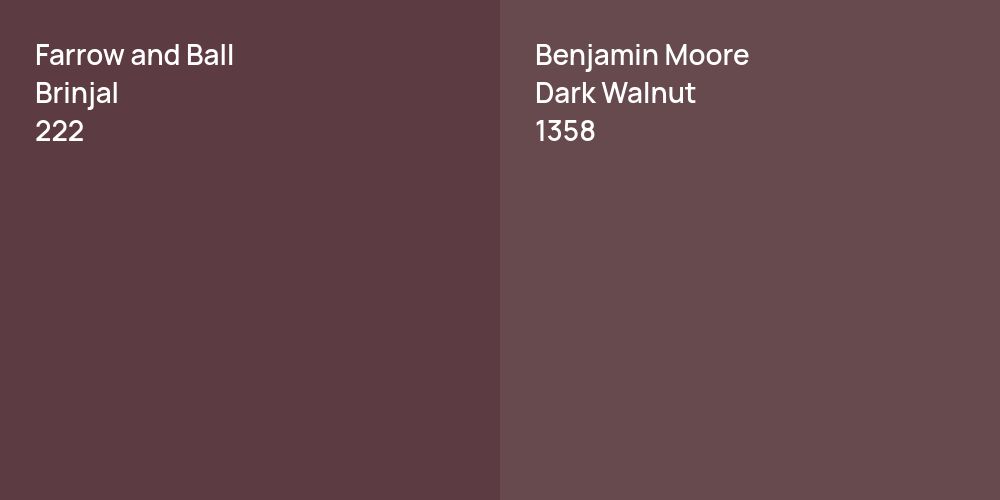 Farrow and Ball Brinjal vs. Benjamin Moore Dark Walnut