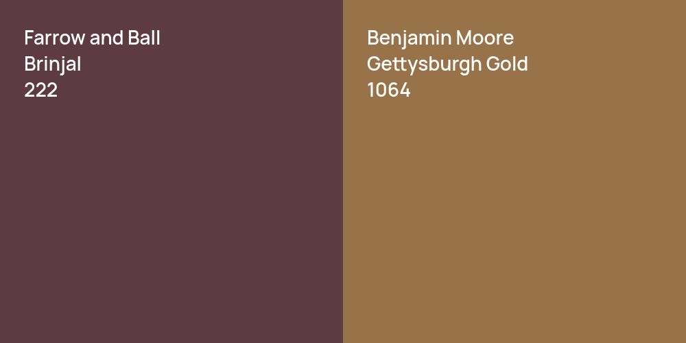 Farrow and Ball Brinjal vs. Benjamin Moore Gettysburgh Gold