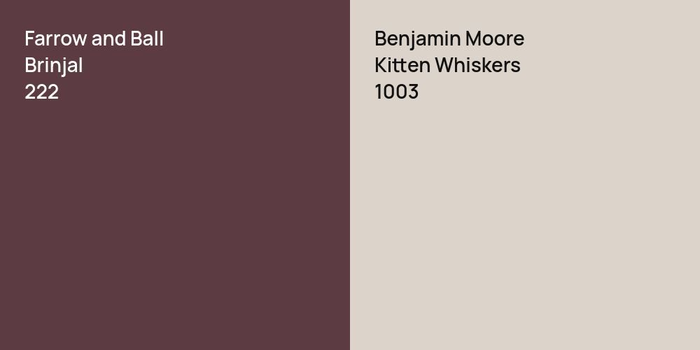 Farrow and Ball Brinjal vs. Benjamin Moore Kitten Whiskers