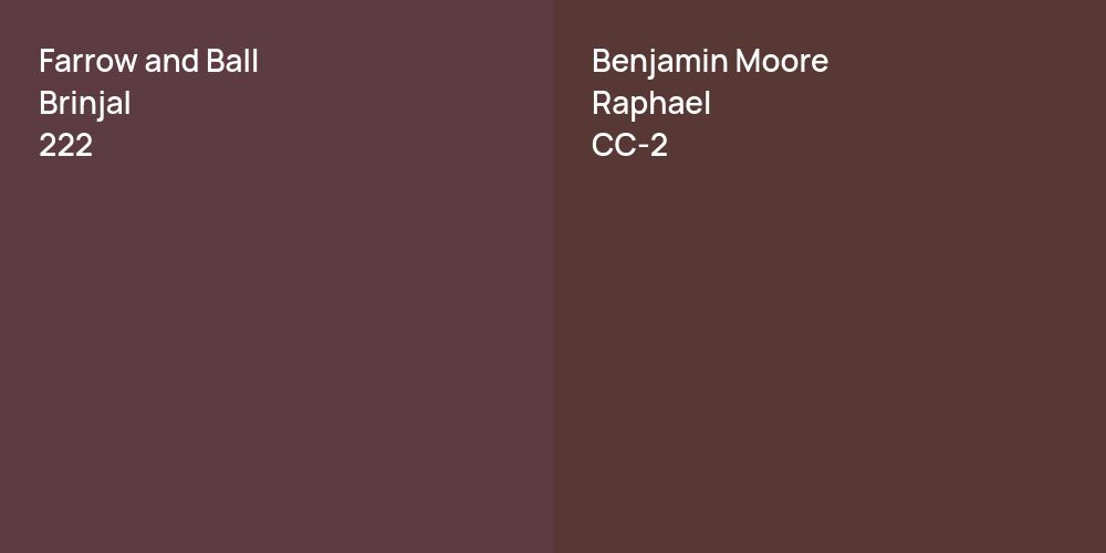 Farrow and Ball Brinjal vs. Benjamin Moore Raphael