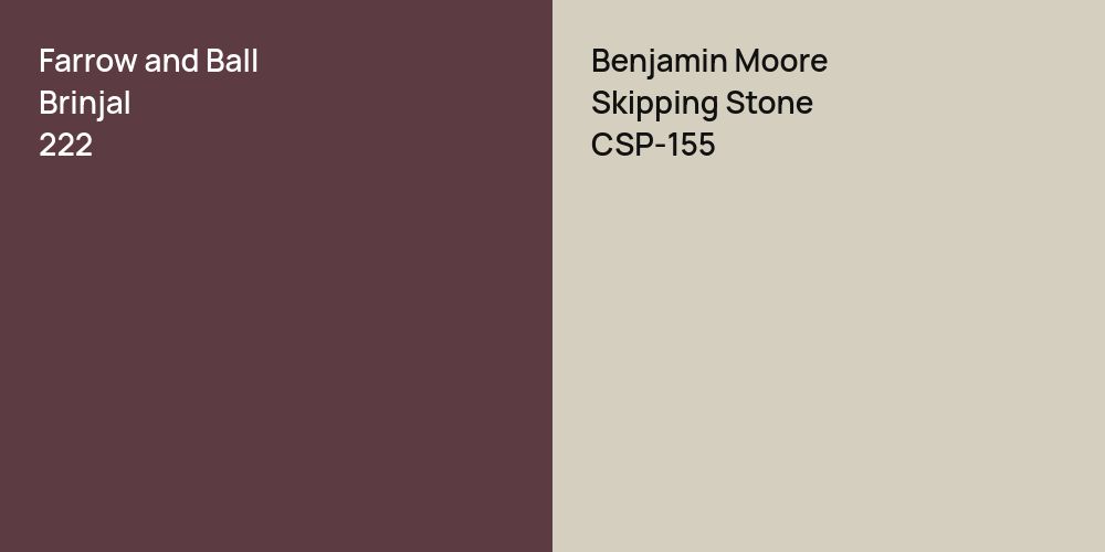 Farrow and Ball Brinjal vs. Benjamin Moore Skipping Stone