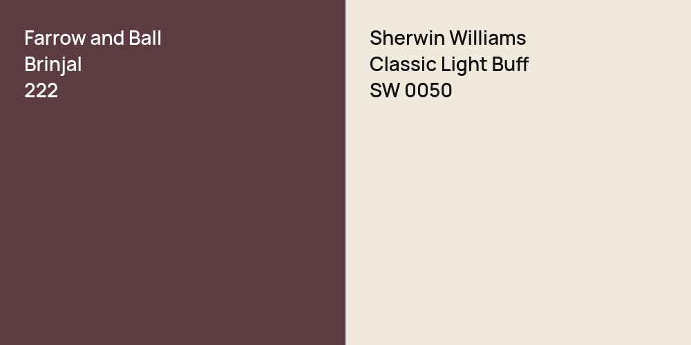 Farrow and Ball Brinjal vs. Sherwin Williams Classic Light Buff