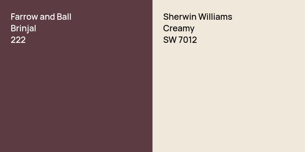 Farrow and Ball Brinjal vs. Sherwin Williams Creamy