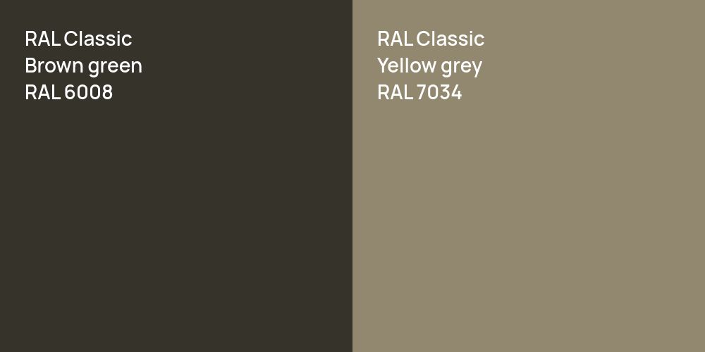 RAL Classic  Brown green vs. RAL Classic  Yellow grey