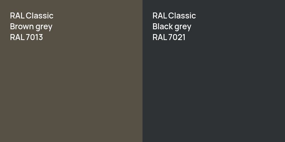 RAL Classic  Brown grey vs. RAL Classic  Black grey