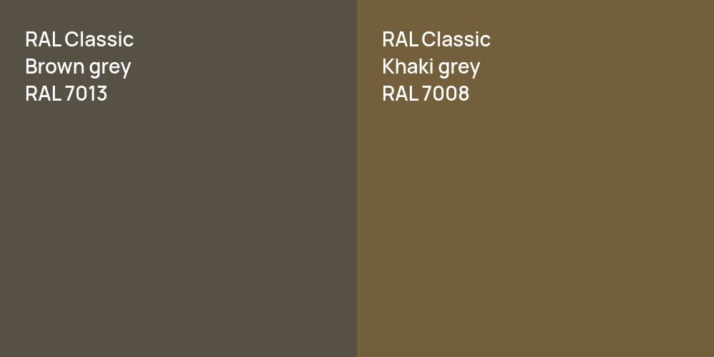 RAL Classic  Brown grey vs. RAL Classic  Khaki grey