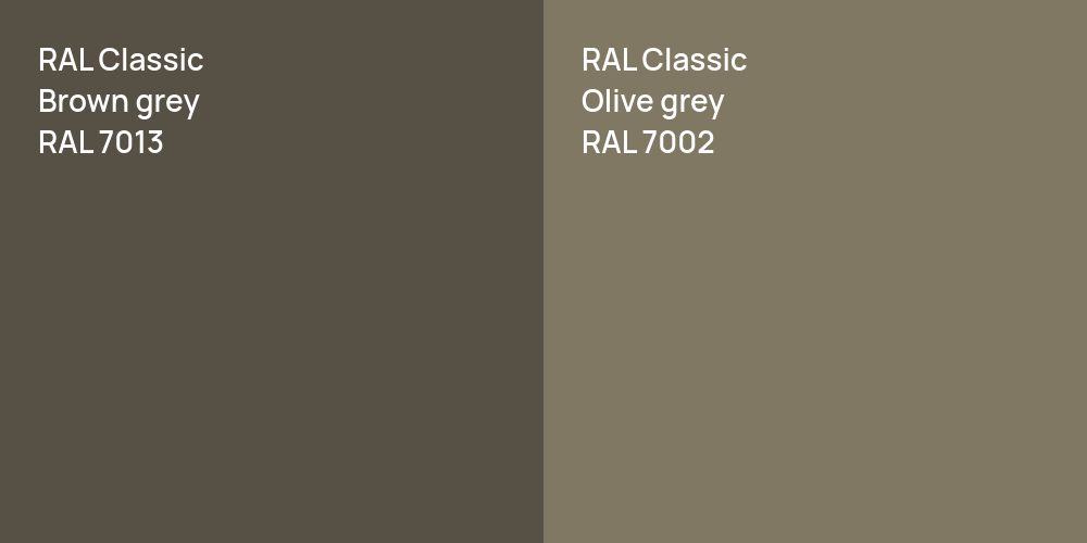 RAL Classic  Brown grey vs. RAL Classic  Olive grey