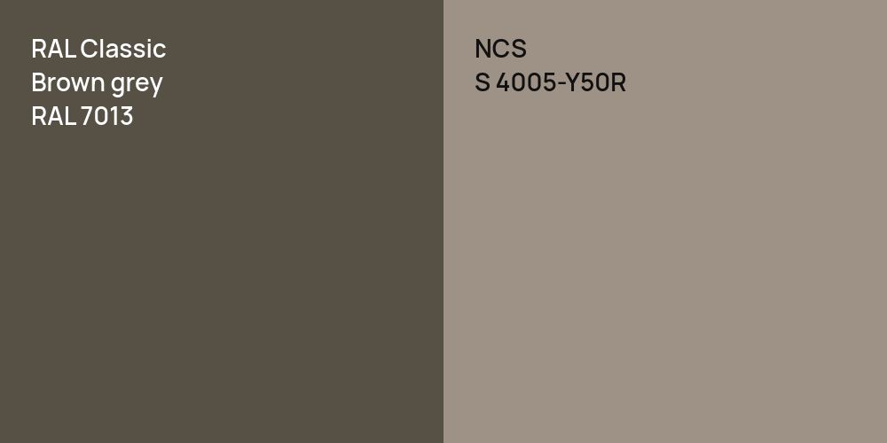 RAL Classic  Brown grey vs. NCS S 4005-Y50R