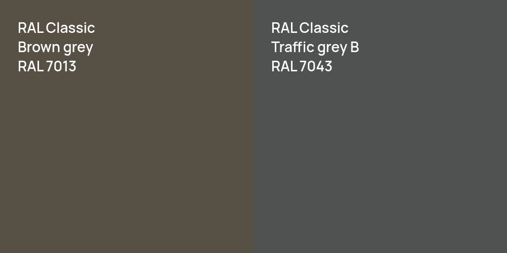 RAL Classic  Brown grey vs. RAL Classic  Traffic grey B