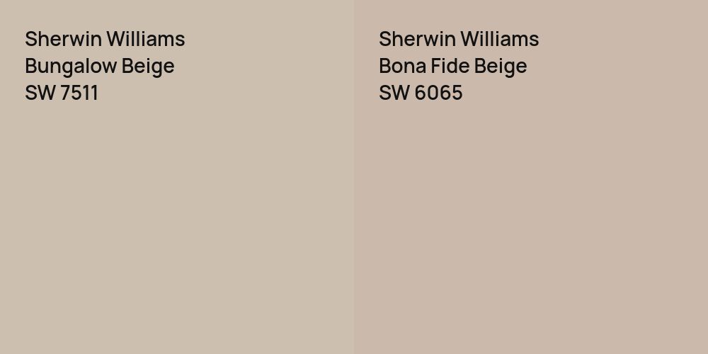 Sherwin Williams Bungalow Beige vs. Sherwin Williams Bona Fide Beige