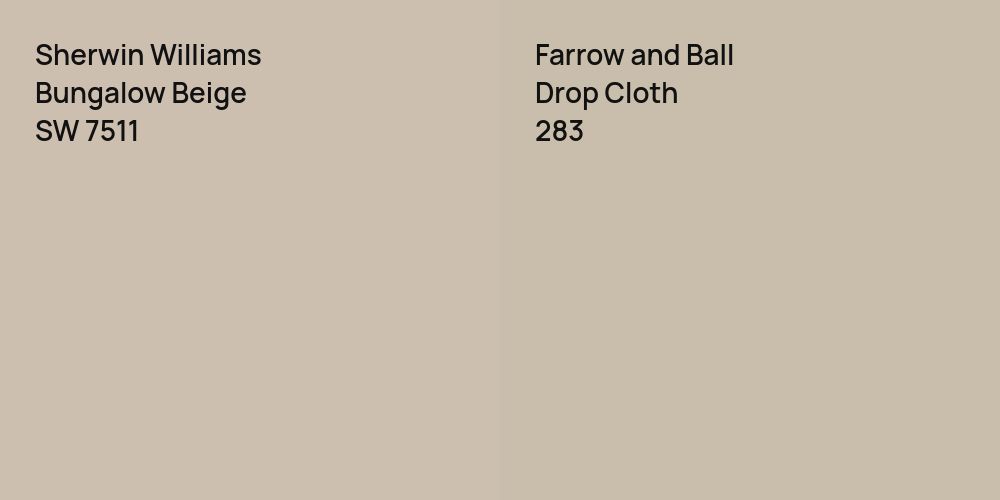 Sherwin Williams Bungalow Beige vs. Farrow and Ball Drop Cloth