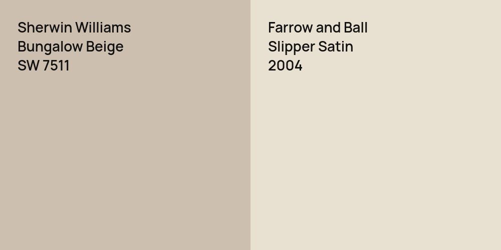 Sherwin Williams Bungalow Beige vs. Farrow and Ball Slipper Satin