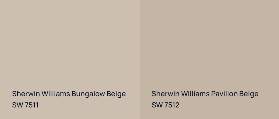 Sherwin Williams Bungalow Beige SW 7511 vs Sherwin Williams Pavilion Beige SW 7512