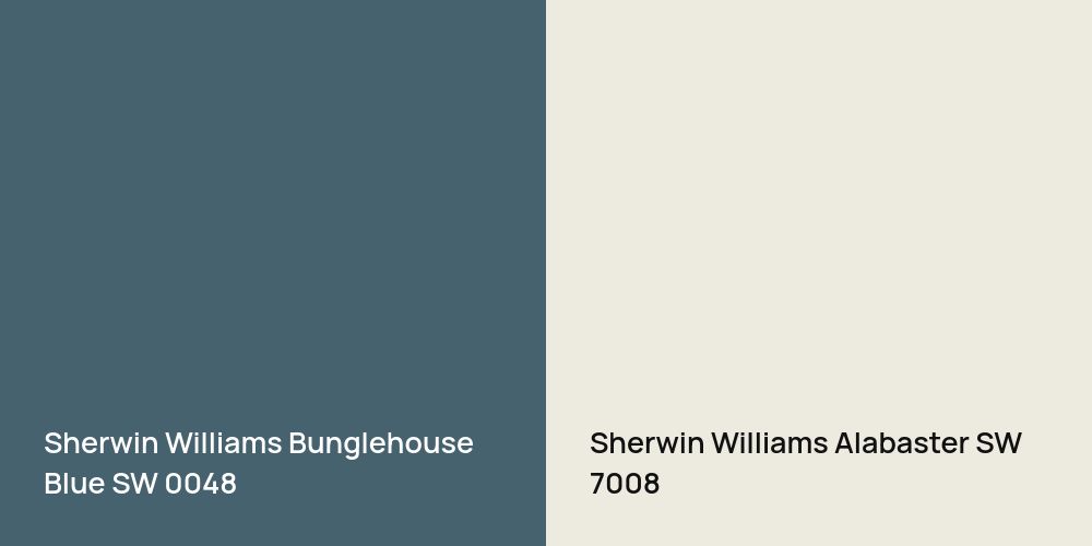 Sherwin Williams Bunglehouse Blue vs. Sherwin Williams Alabaster