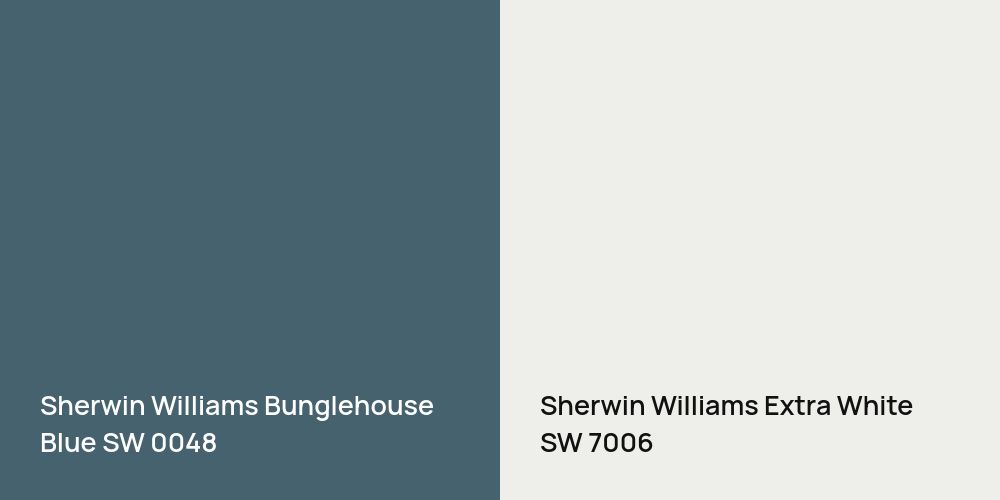 Sherwin Williams Bunglehouse Blue vs. Sherwin Williams Extra White