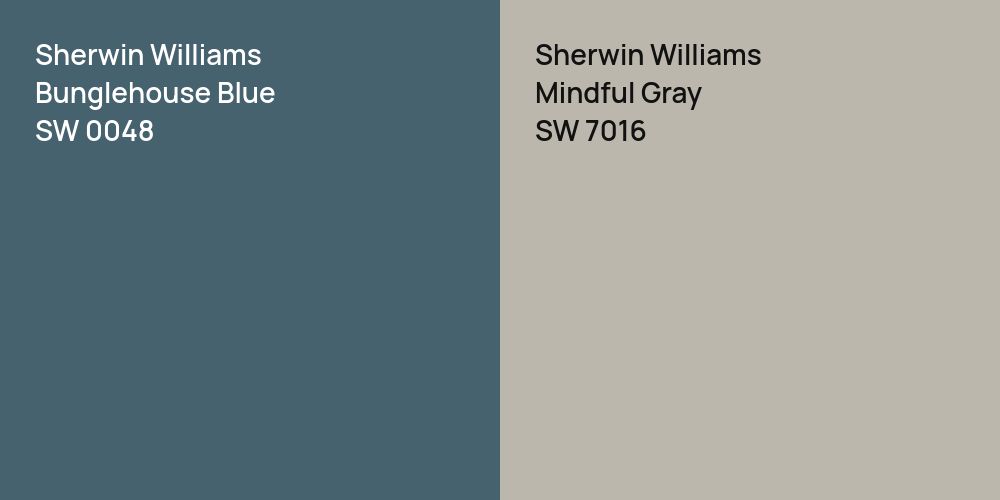 Sherwin Williams Bunglehouse Blue vs. Sherwin Williams Mindful Gray