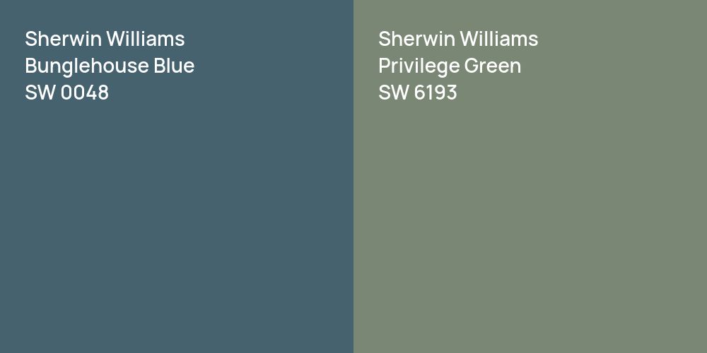 Sherwin Williams Bunglehouse Blue vs. Sherwin Williams Privilege Green