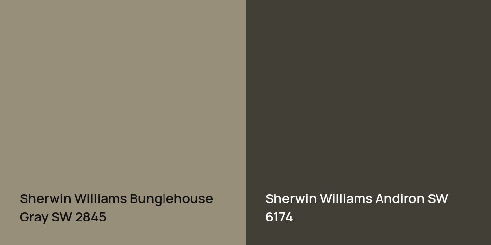 Sherwin Williams Bunglehouse Gray vs. Sherwin Williams Andiron