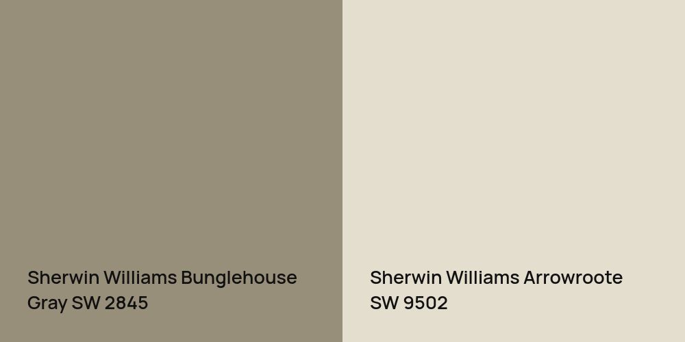 Sherwin Williams Bunglehouse Gray vs. Sherwin Williams Arrowroote