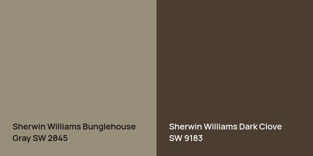 Sherwin Williams Bunglehouse Gray vs. Sherwin Williams Dark Clove