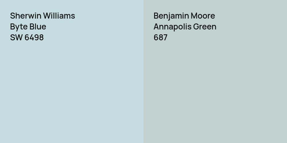 Sherwin Williams Byte Blue vs. Benjamin Moore Annapolis Green