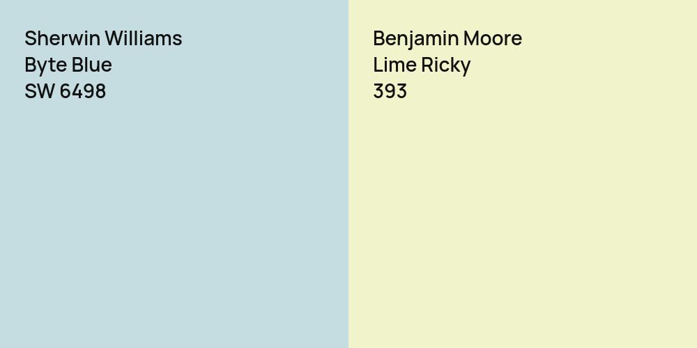 Sherwin Williams Byte Blue vs. Benjamin Moore Lime Ricky