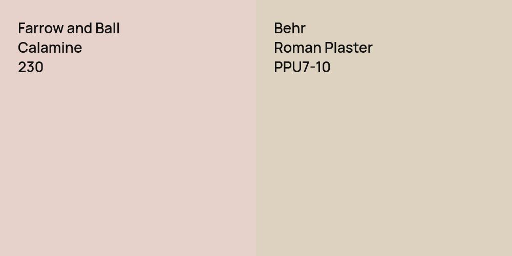 Farrow and Ball Calamine vs. Behr Roman Plaster