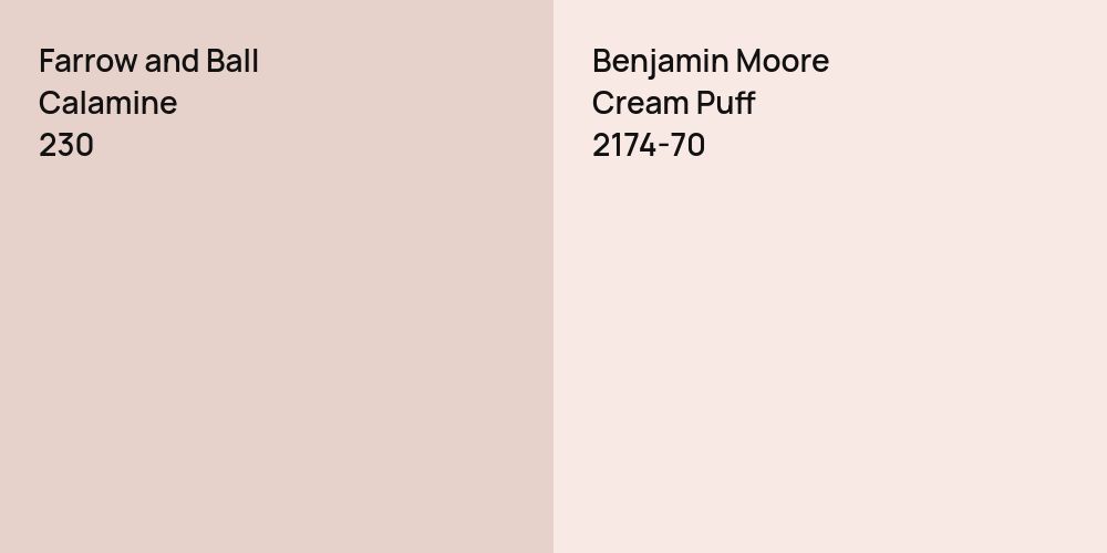 Farrow and Ball Calamine vs. Benjamin Moore Cream Puff