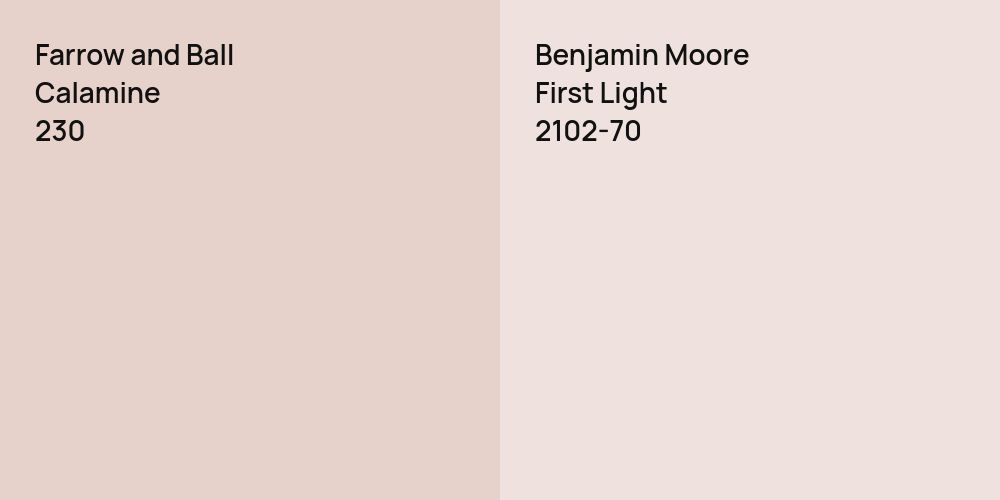 Farrow and Ball Calamine vs. Benjamin Moore First Light