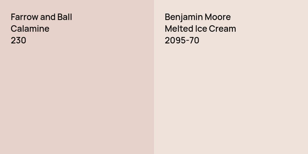 Farrow and Ball Calamine vs. Benjamin Moore Melted Ice Cream