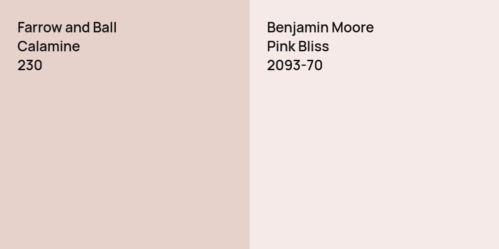 Farrow and Ball Calamine vs. Benjamin Moore Pink Bliss