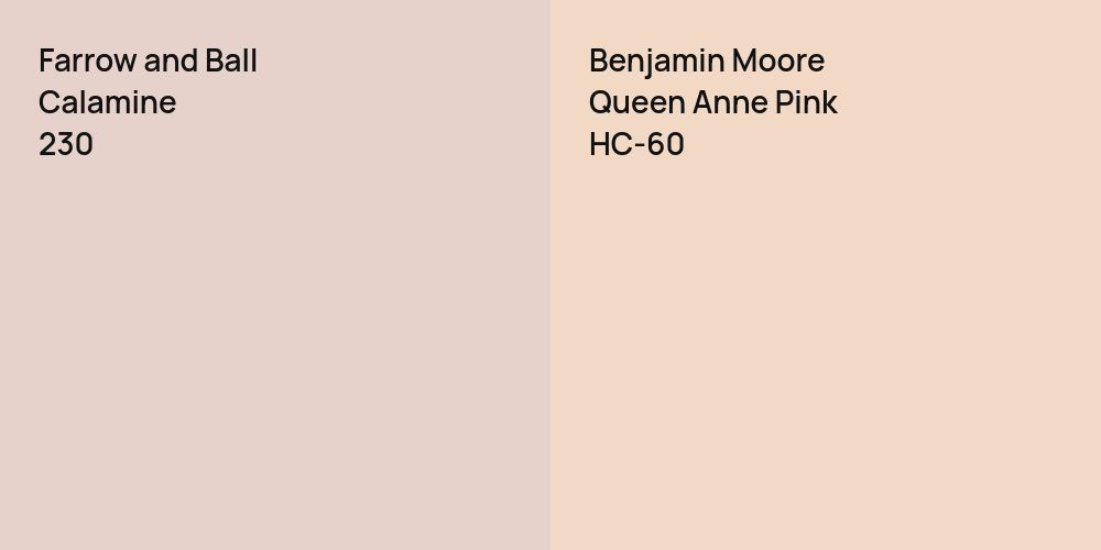 Farrow and Ball Calamine vs. Benjamin Moore Queen Anne Pink