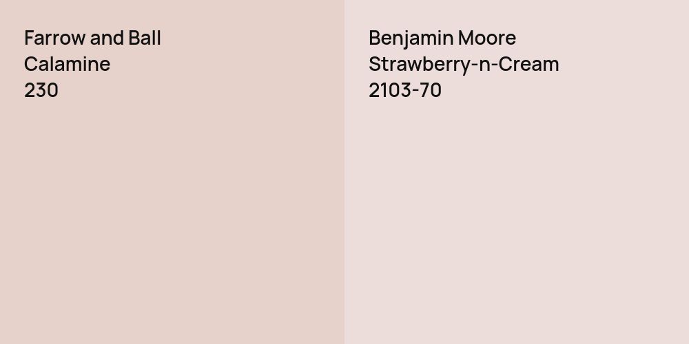 Farrow and Ball Calamine vs. Benjamin Moore Strawberry-n-Cream