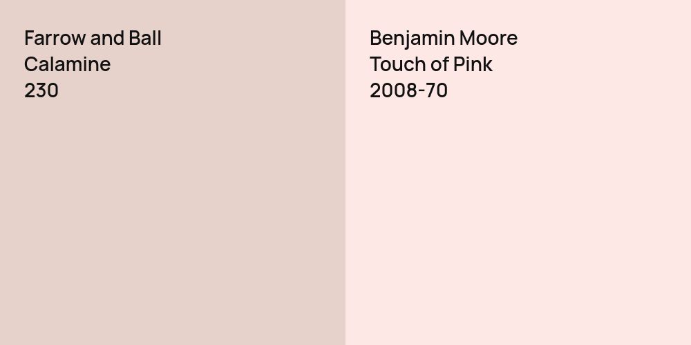 Farrow and Ball Calamine vs. Benjamin Moore Touch of Pink