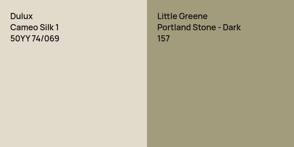 Dulux Cameo Silk 1 vs. Little Greene Portland Stone - Dark