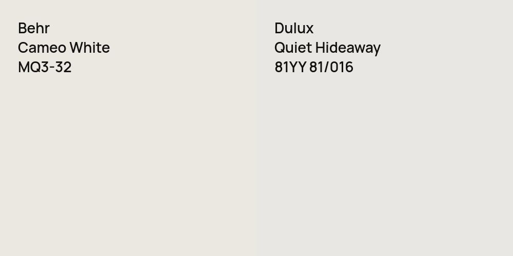 Behr Cameo White vs. Dulux Quiet Hideaway